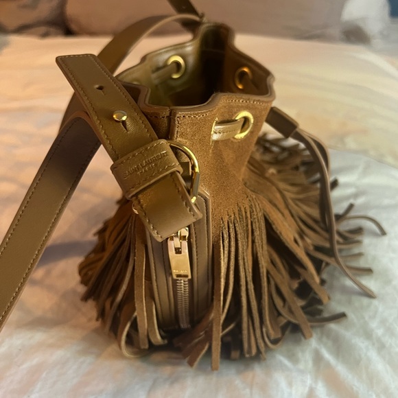 New without Tags Saint Laurent Mini Bucket Bag with Fringe - Picture 2 of 11